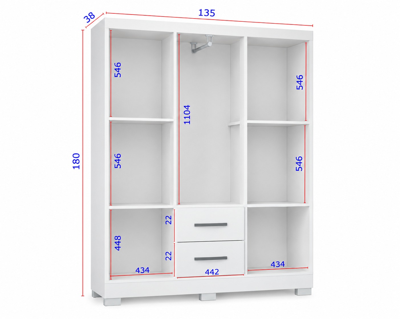 Guarda Roupa Cor Branco Capri 6 Portas e 2 Gavetas poquema - Imagem 2