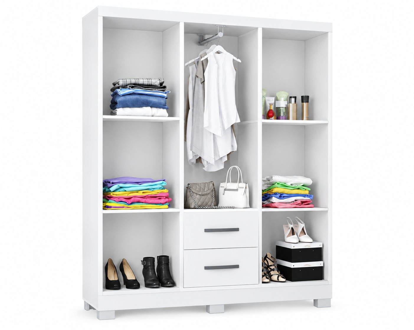 Guarda Roupa Cor Branco Capri 6 Portas e 2 Gavetas poquema - Imagem 3