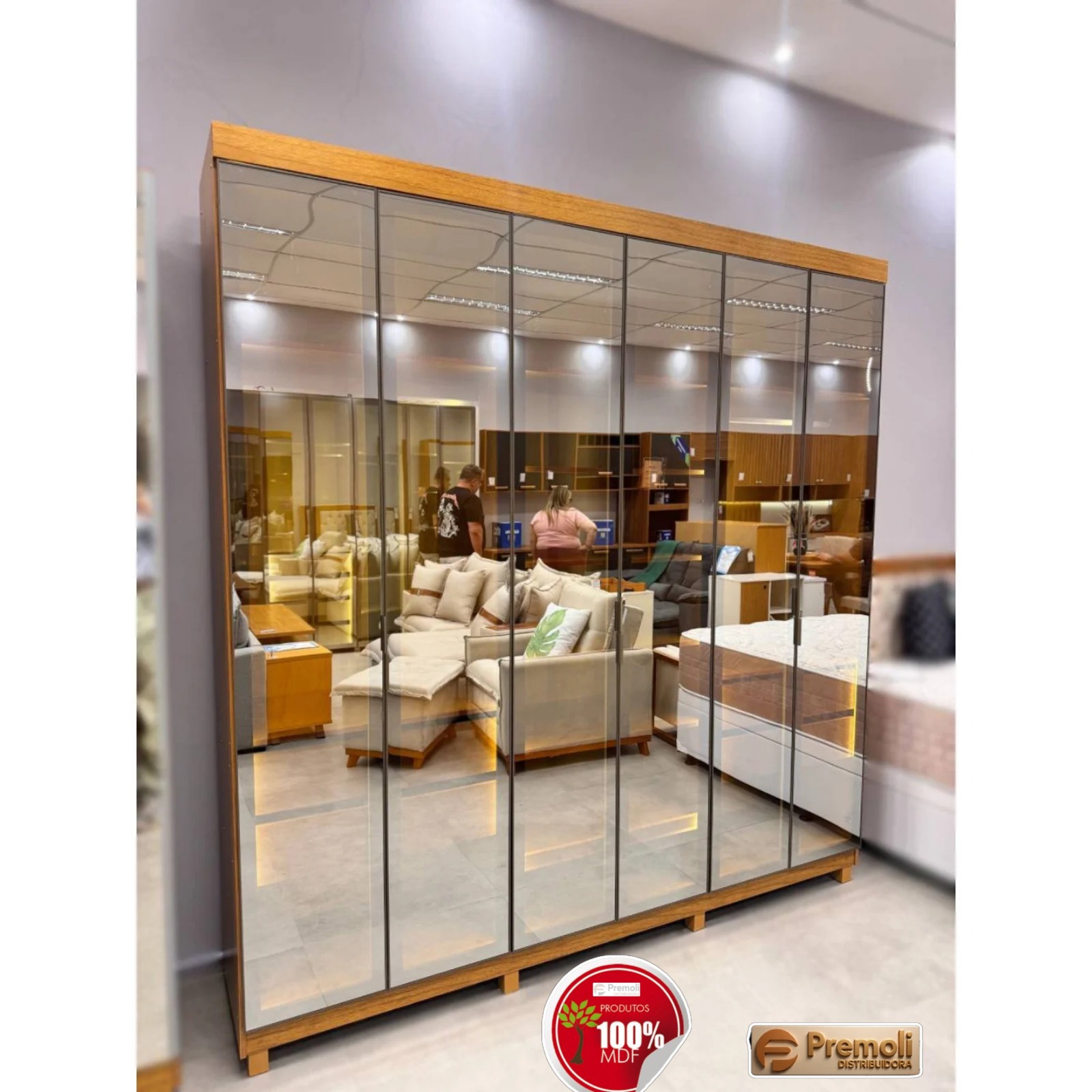 Roupeiro Imperio com 6 Portas Reflecta com Pés 100% MDF Off White - Imagem 2