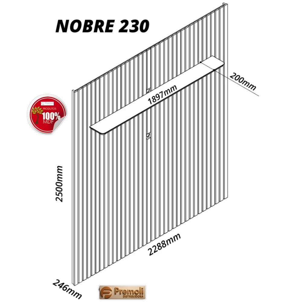 PAINEL NOBRE RIPADO 228,8cm altura 250 Gelius - Imagem 4