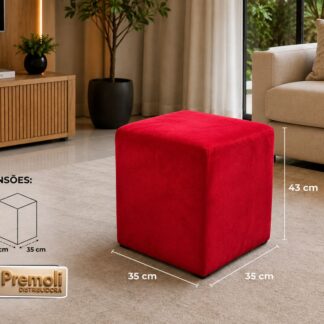 Puff Quadrado 35×35 Cor Vermelho imagem ilustrativa