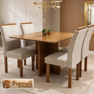 Mesa Premoli Salinas 90 X 90 C/04 Cor Cinamomo Cad Londres Sem/ Vidro Imagens Ilustrativas