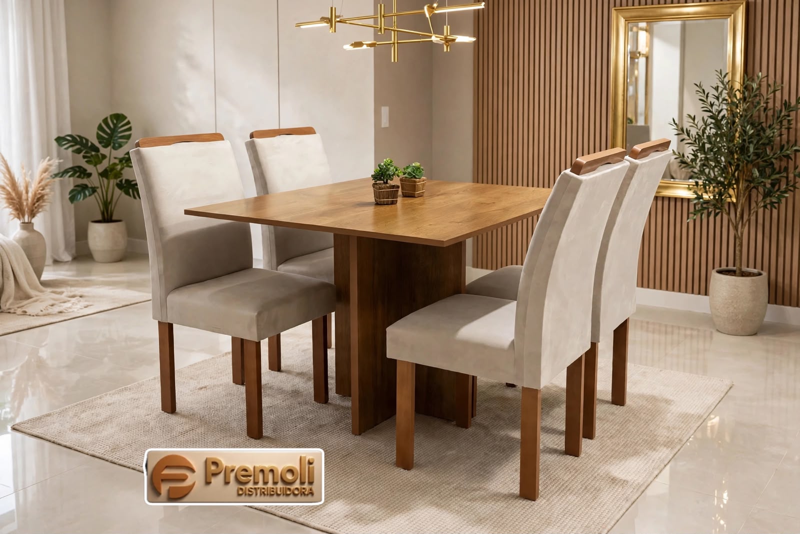 Mesa Premoli Salinas 90 X 90 C/04 Cor Cinamomo Cad Londres Sem/ Vidro Imagens Ilustrativas