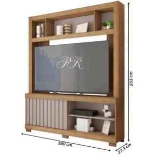 Estante Cinne 1.6 Lamina Tv Até 55 Cor Mel Cacao Caemmun