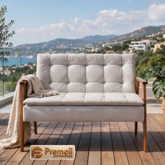 Poltrona Namoradeira Az 2 Lugares Largura 95cm  Cor Bege Linho 167