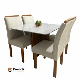 Mesa Premoli Salinas 1.20X80 C/04 Cad Londres Com Vidro Imagens Ilustrativas