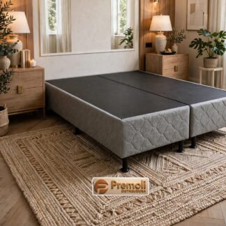 Base Luxo Bordada Chapeada C/ Espuma sobre a Chapa Bipartida 138×188×30 cm – Cor Cinza
