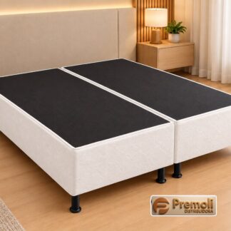Base Luxo Bordada Chapeada C/ Espuma sobre a Chapa Bipartida 138×188×30 cm – Cor Branco