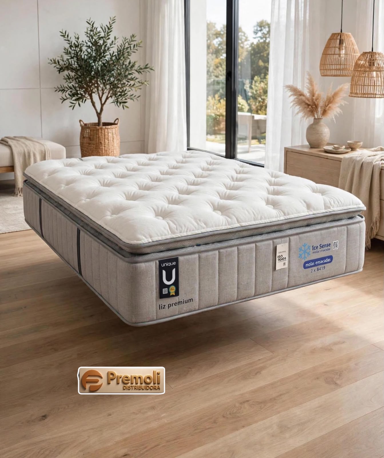 ColchãoLiz Premium 138X188X36 Molas Ensacadas D45 150 kg Plumatex Tecido Aice