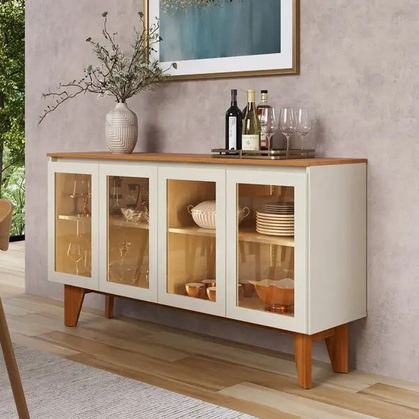 Buffet Krypton 4 Portas Reflecta Com Led/ off White Nature J&A